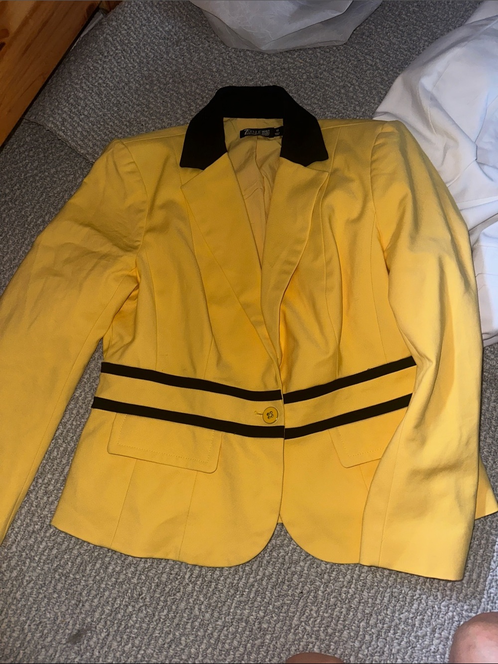 Bright Yellow Blazer with Black Trim